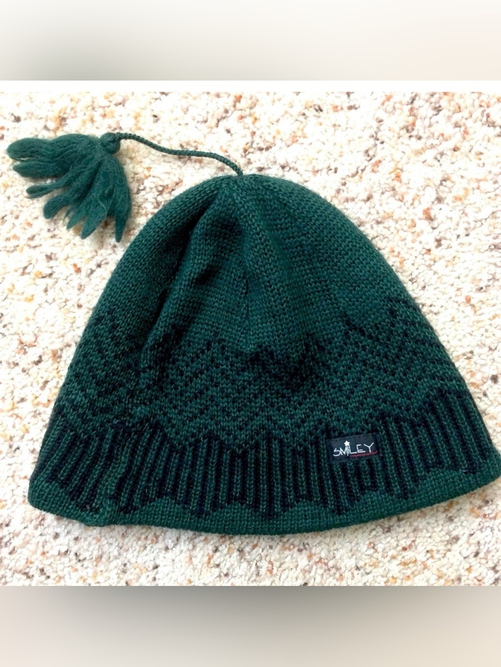 Smiley Vintage Wool Winter Tassel Hat OS Large Fit